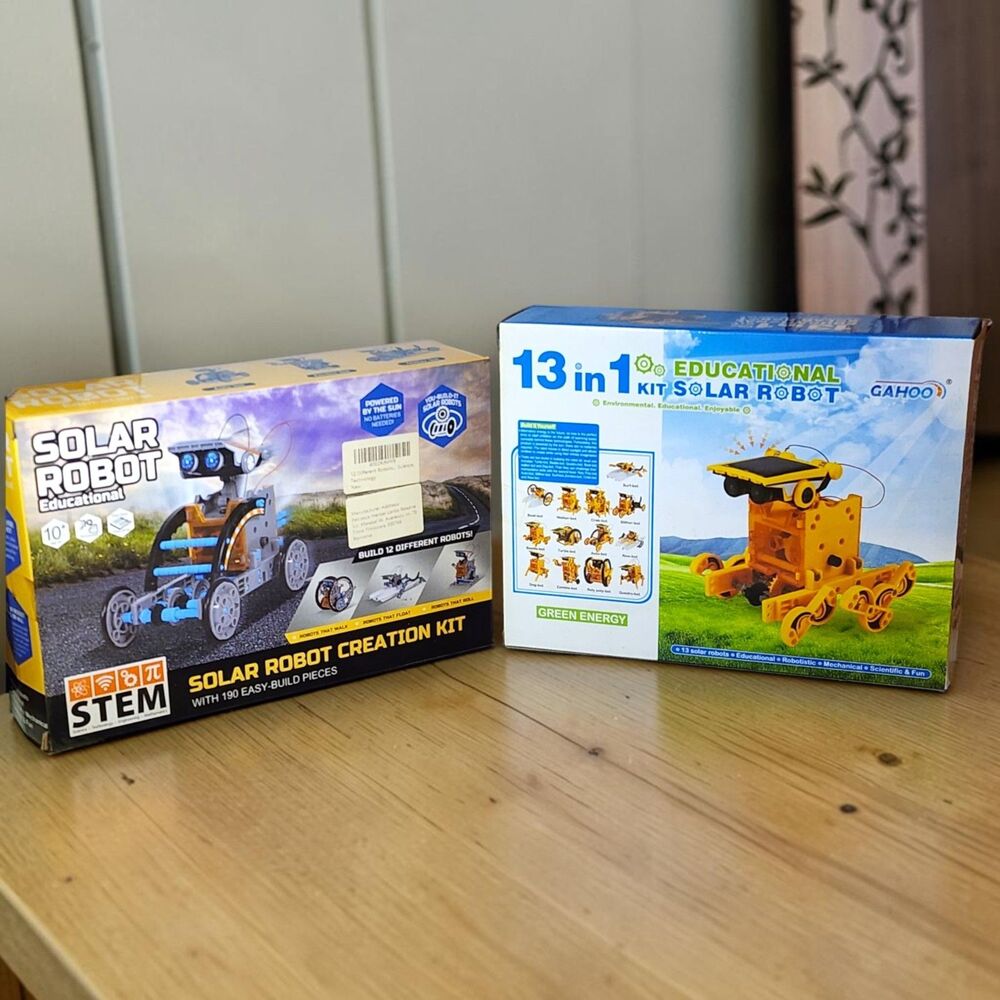 Lot of 2 Solar Robot STEM Kits 12 & 13-in-1 Educational DIY Building Toys